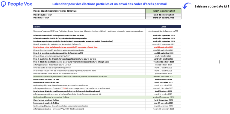 Calendrier des élections du CSE template excel gratuit